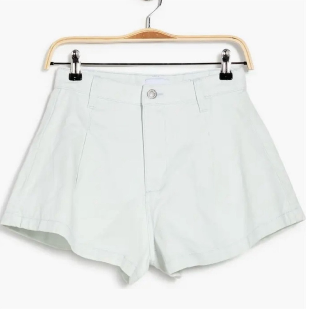 WeWoreWhat Trumpet Flare Denim Shorts in Super Bleached High Waist Light Blue 25